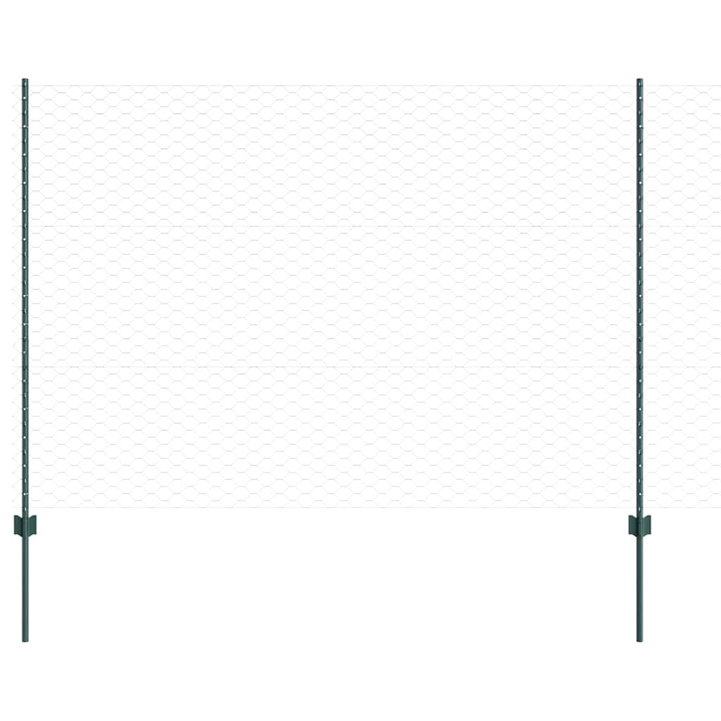Fence with Posts Green 1.5 x 10 m Steel