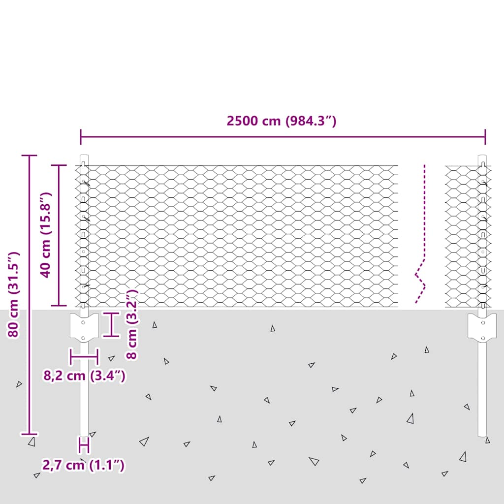Fence with Posts Green 0.4 x 25 m Steel