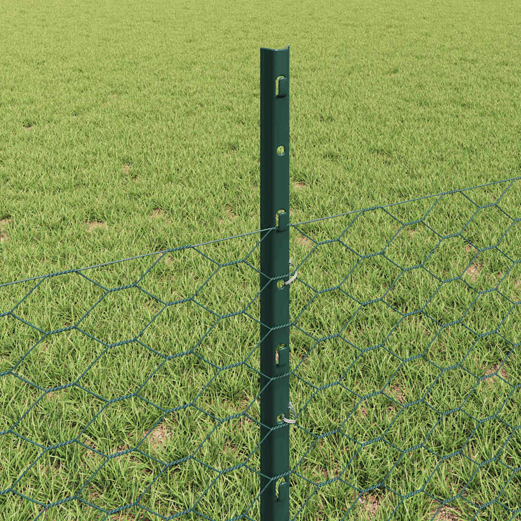 Fence with Posts Green 0.5 x 25 m Steel
