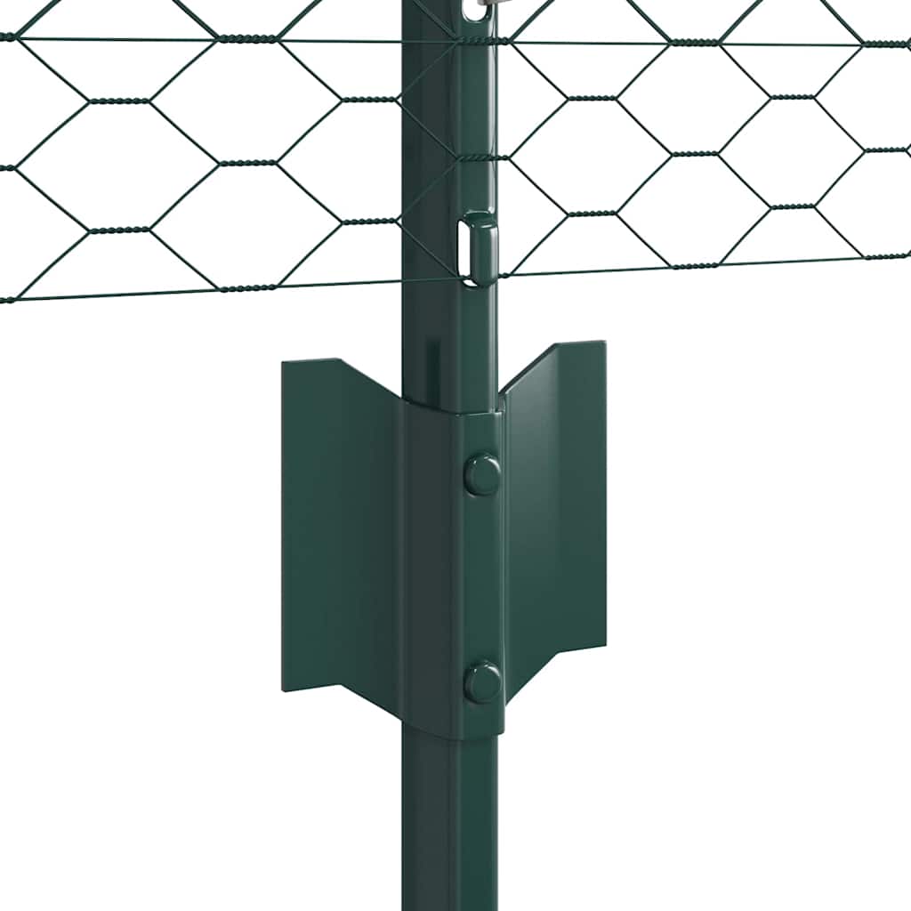 Fence with Posts Green 0.6 x 25 m Steel