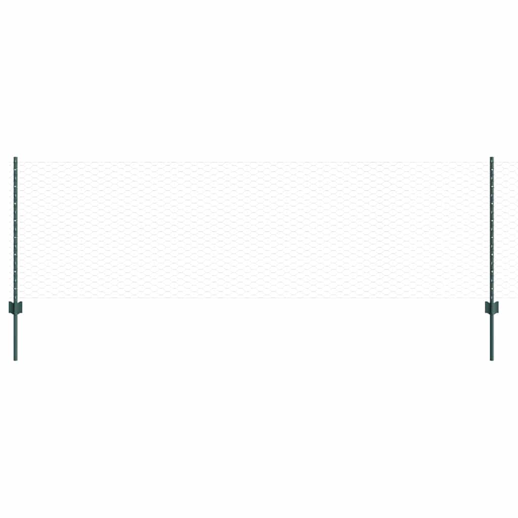 Fence with Posts Green 0.8 x 25 m Steel