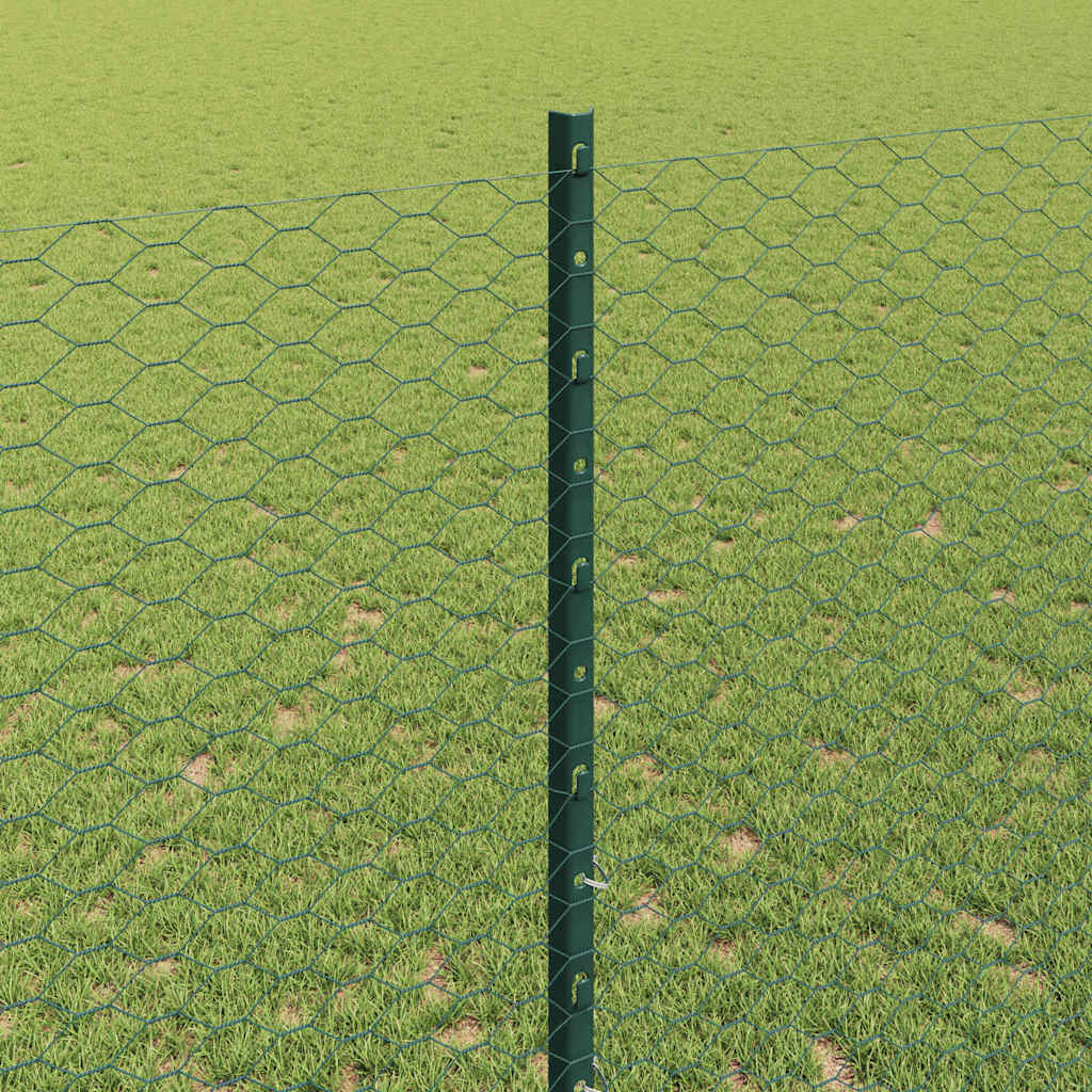 Fence with Posts Green 1.4 x 25 m Steel