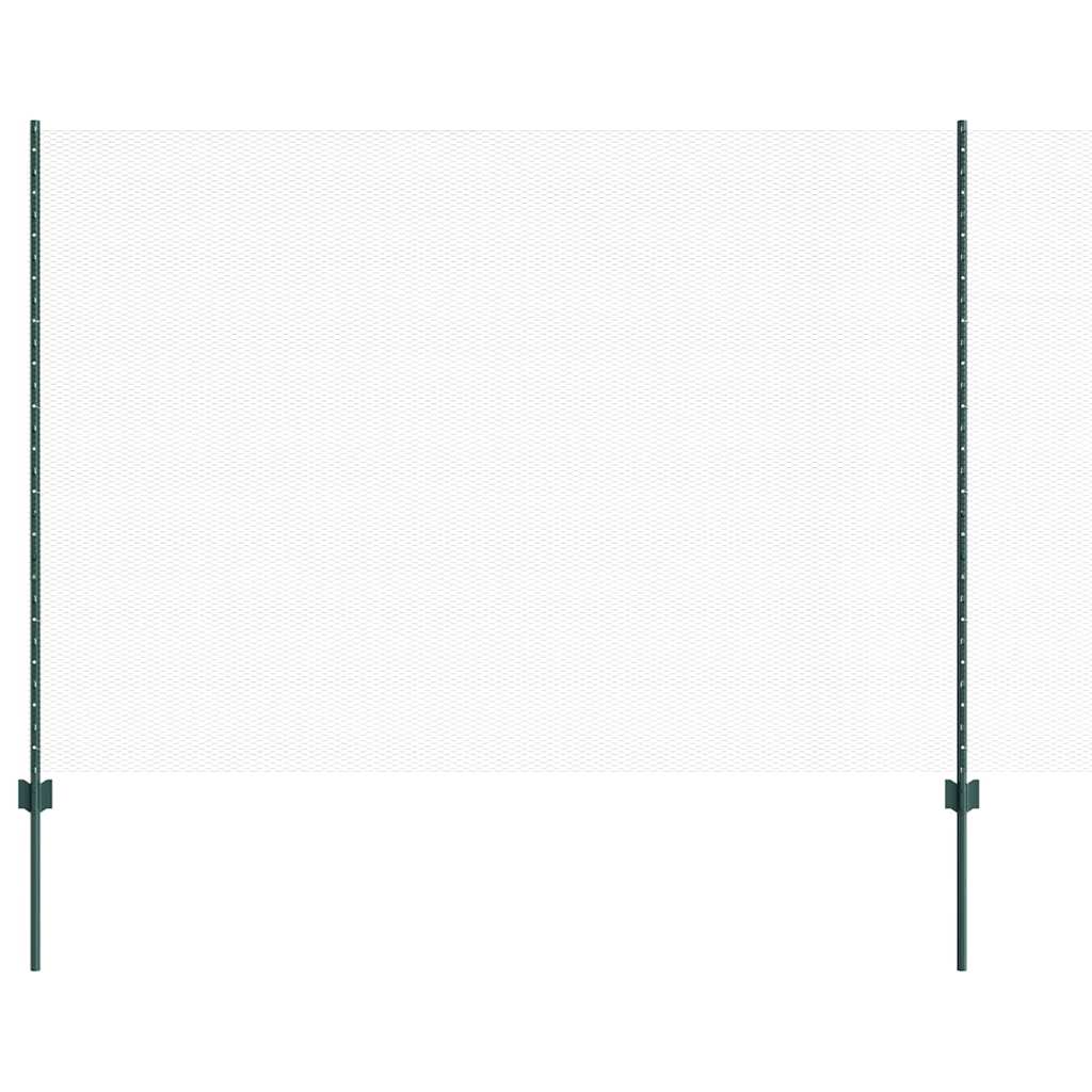 Fence with Posts Green 1.6 x 25 m Steel