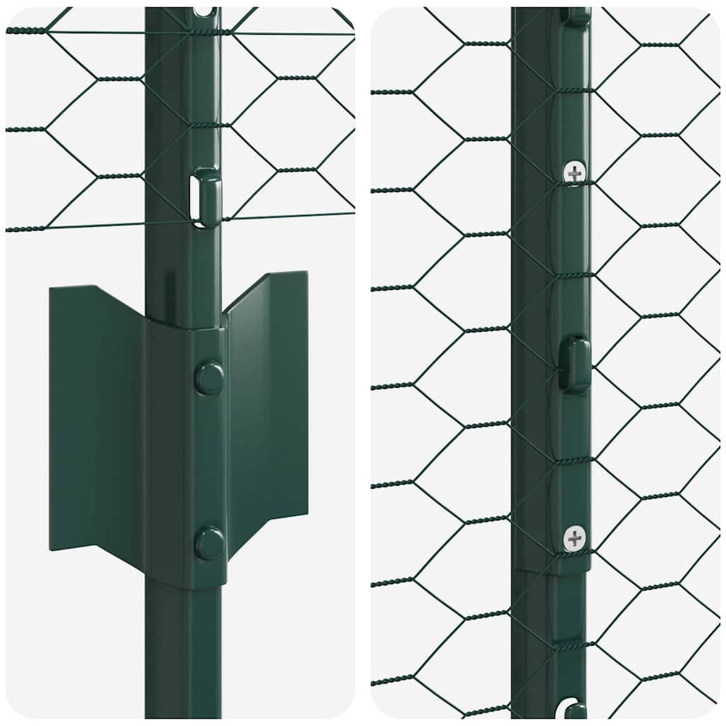 Fence with Posts Green 1 x 50 m Steel