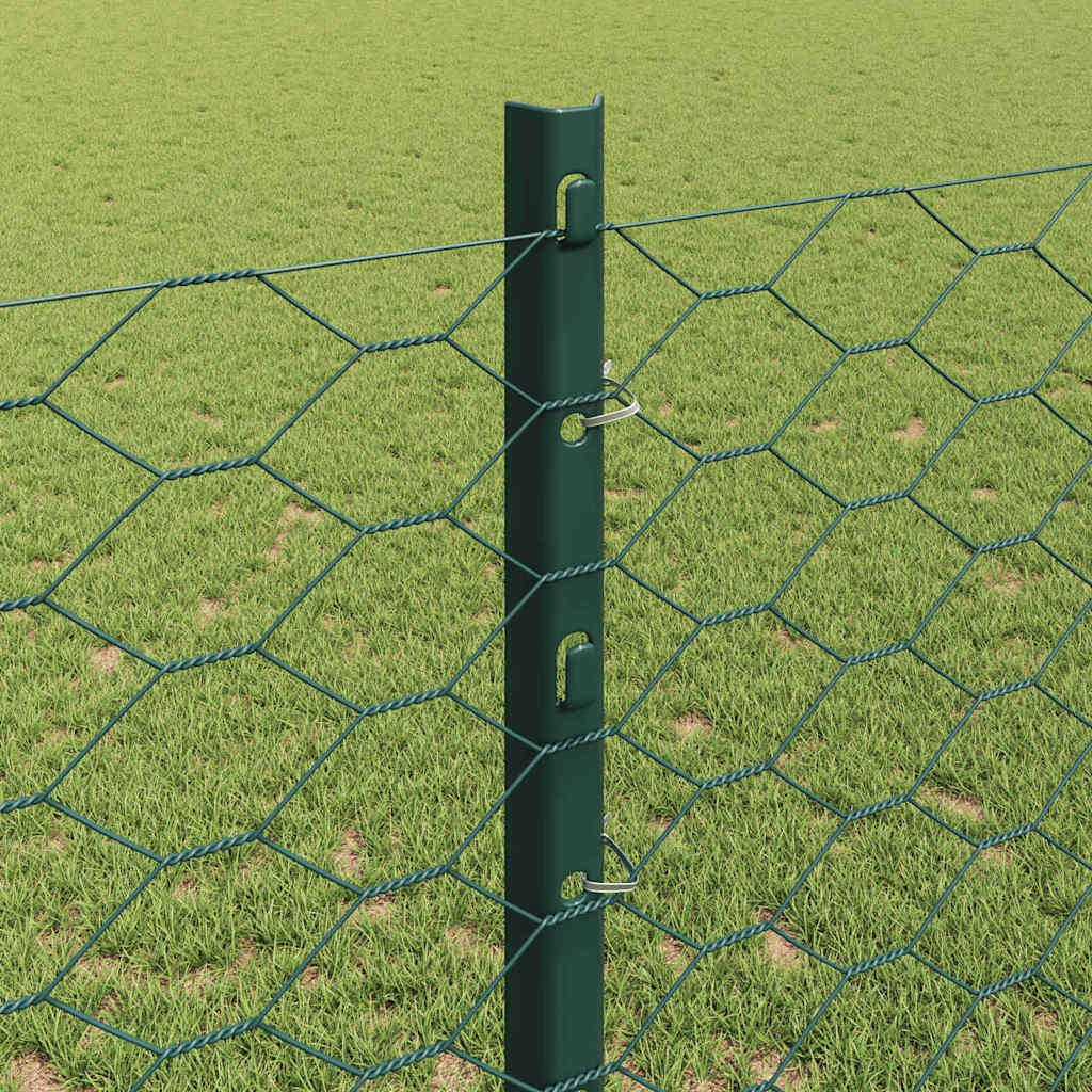 Fence with Posts Green 1.2 x 50 m Steel