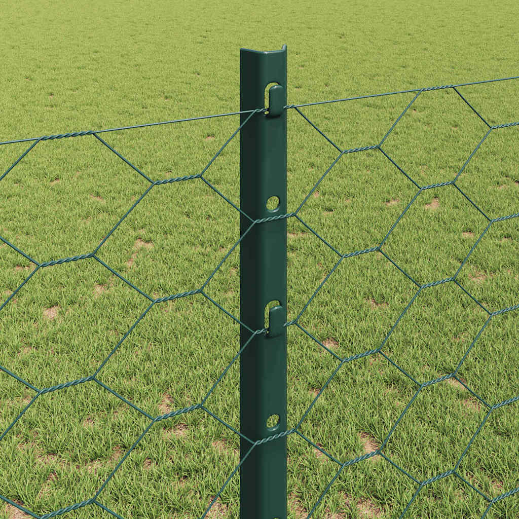 Fence with Posts Green 1.2 x 50 m Steel