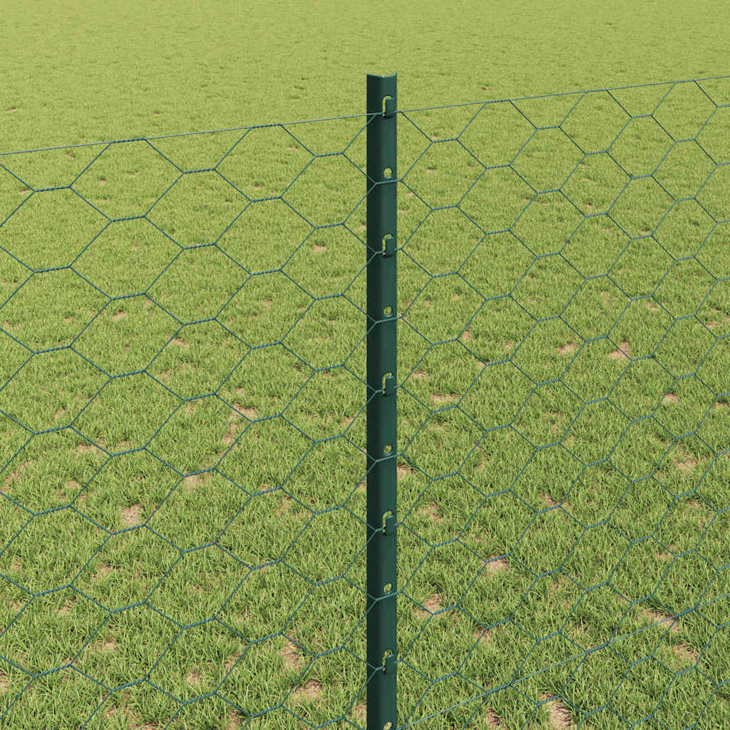Fence with Posts Green 1.4 x 50 m Steel