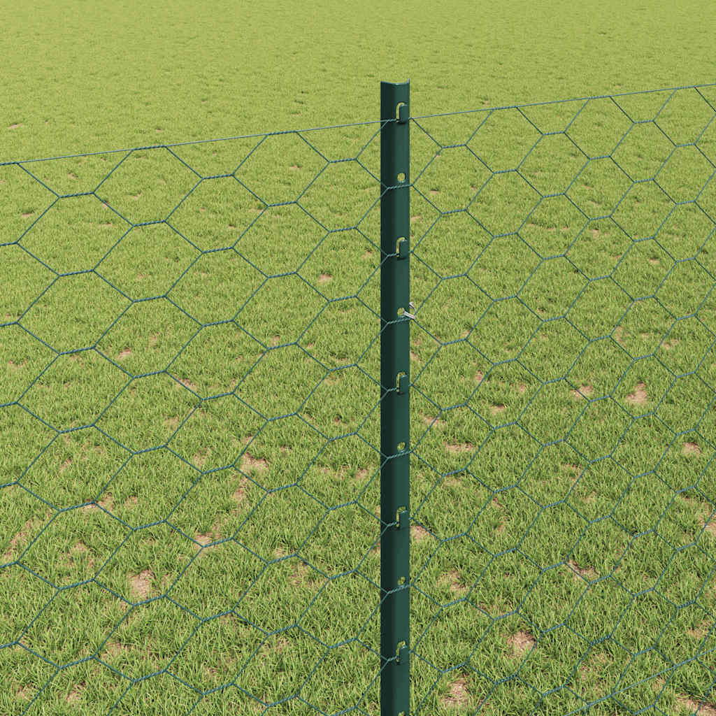 Fence with Posts Green 1.5 x 50 m Steel