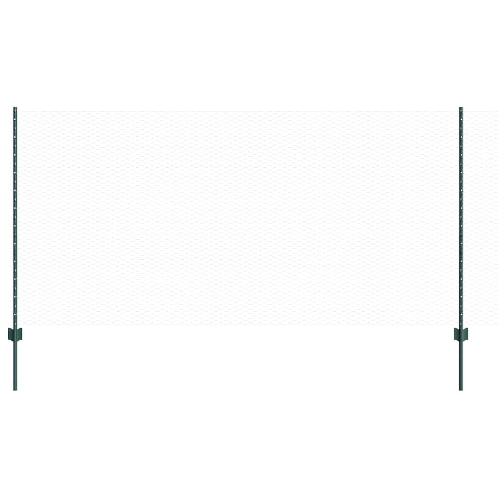 Fence with Posts Green 1.2 x 100 m Steel