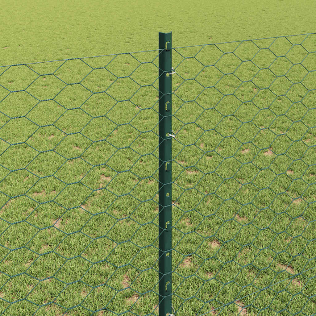 Fence with Posts Green 1.4 x 100 m Steel