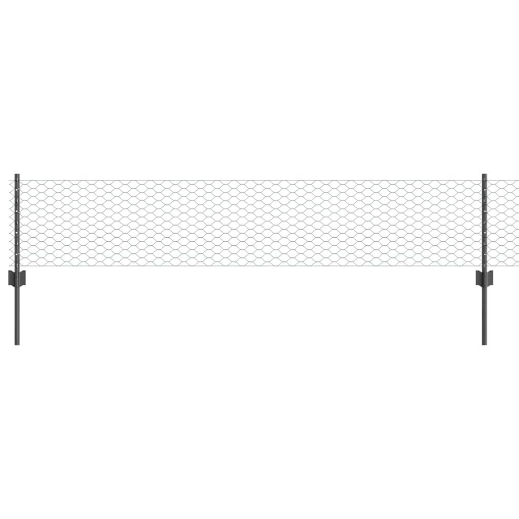 Fence with Posts Grey 0.4 x 10 m Steel