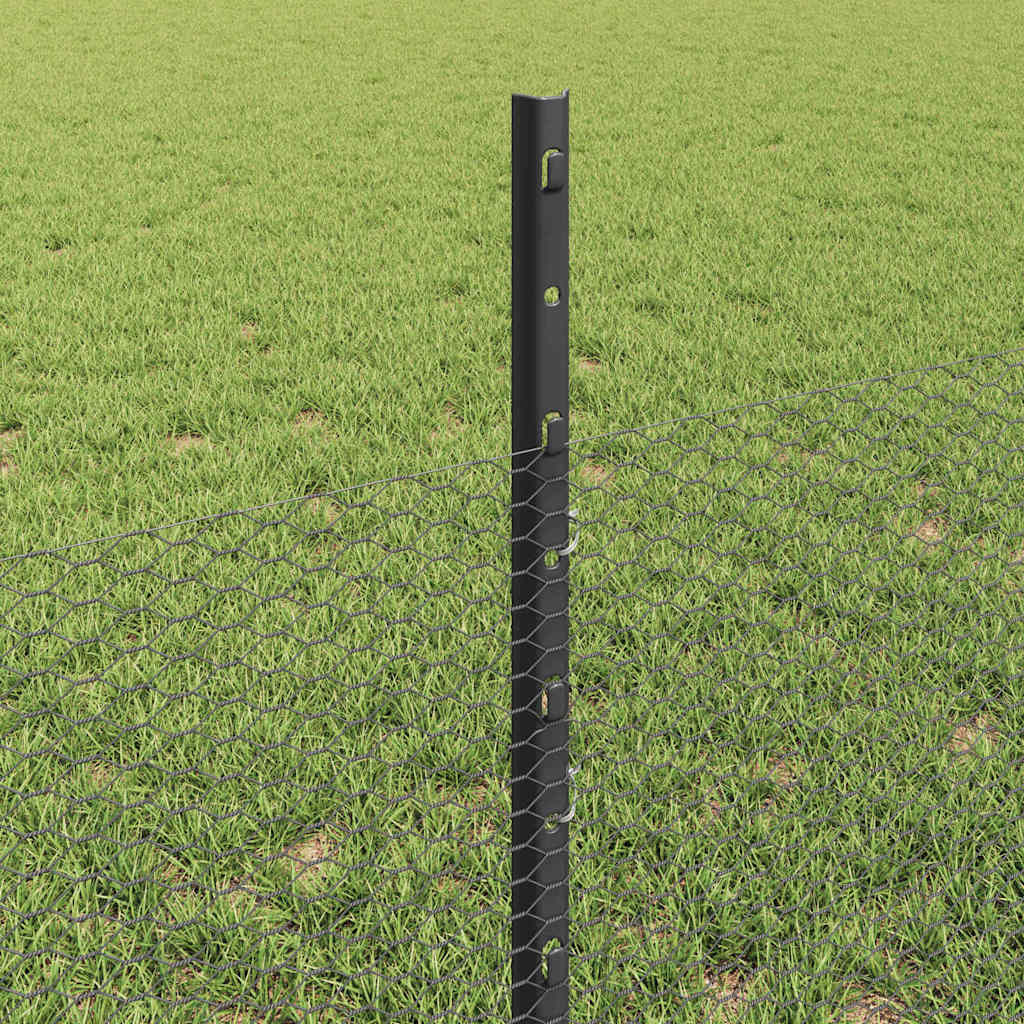 Fence with Posts Grey 0.5 x 10 m Steel