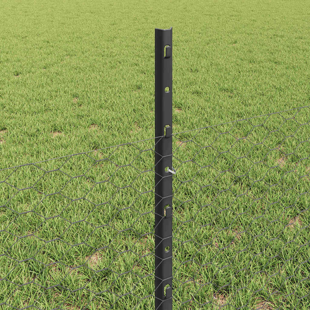 Fence with Posts Grey 0.5 x 10 m Steel