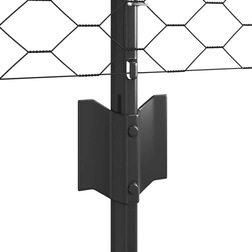 Fence with Posts Grey 0.5 x 10 m Steel