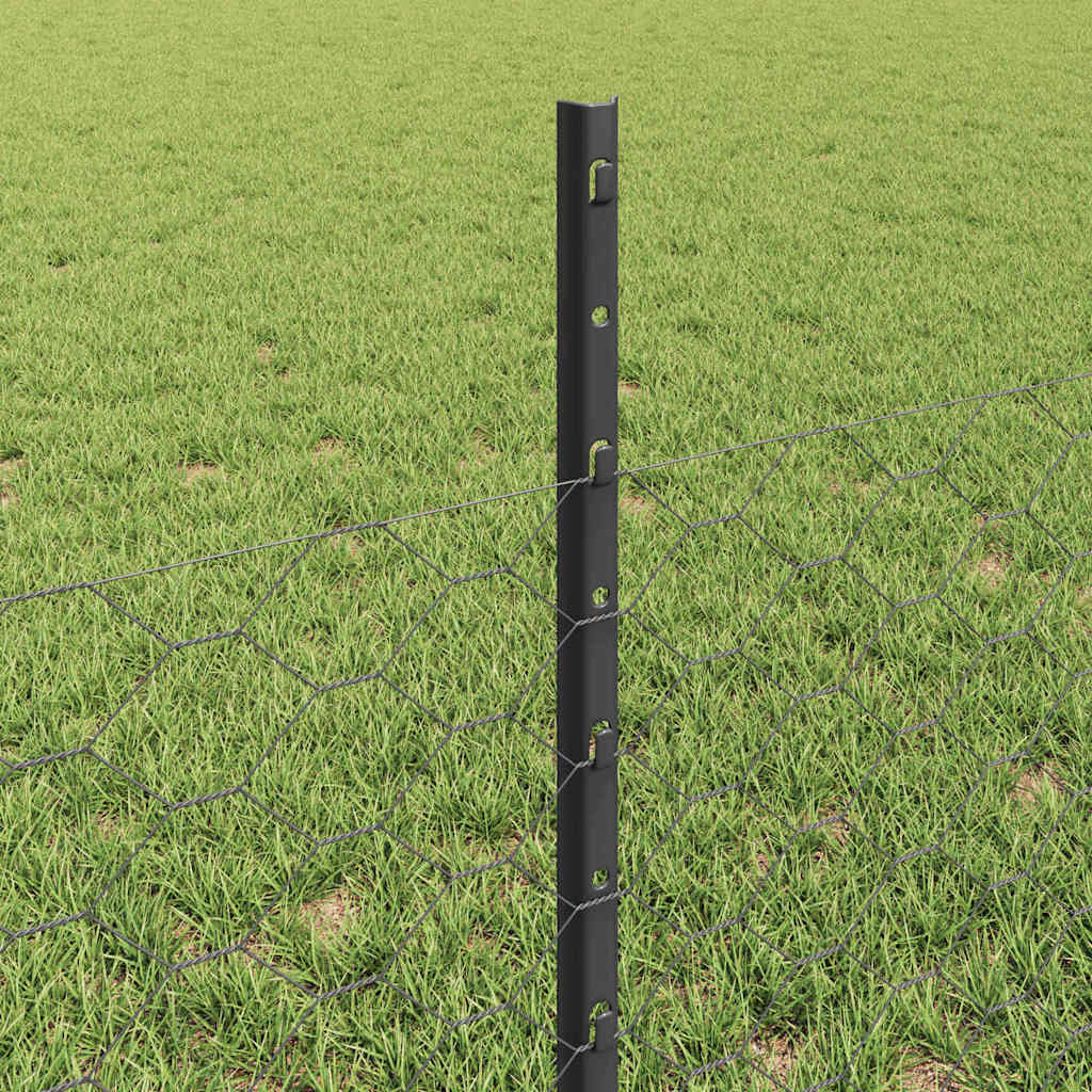 Fence with Posts Grey 0.5 x 10 m Steel