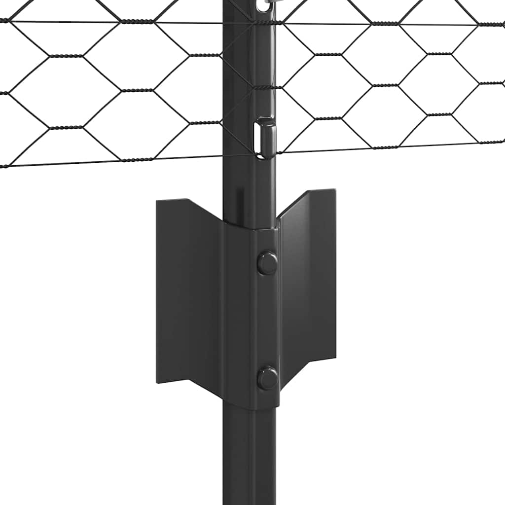 Fence with Posts Grey 0.8 x 10 m Steel