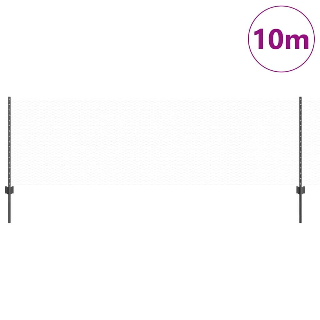 Fence with Posts Grey 0.8 x 10 m Steel