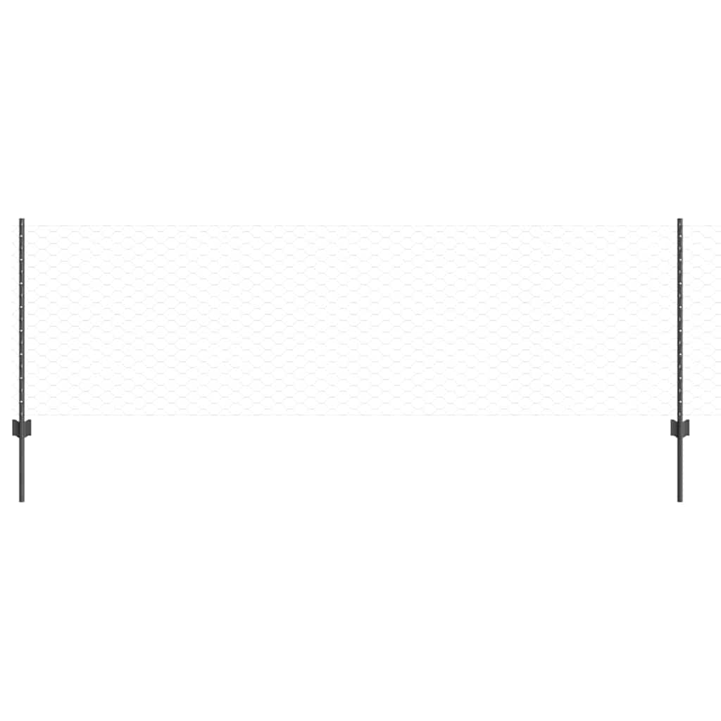 Fence with Posts Grey 0.8 x 10 m Steel