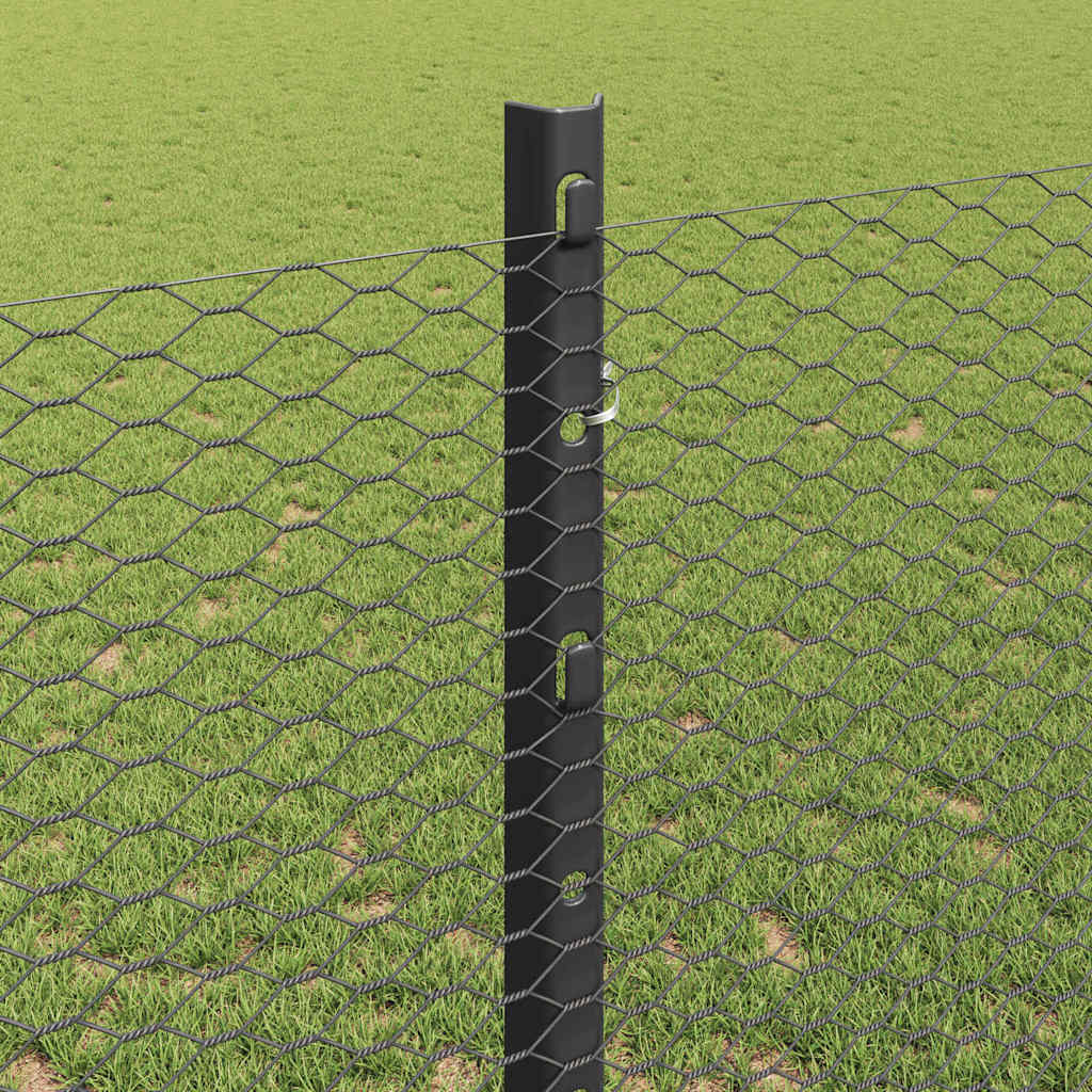 Fence with Posts Grey 1.2 x 10 m Steel