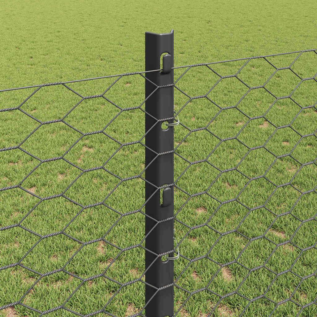 Fence with Posts Grey 1.2 x 10 m Steel