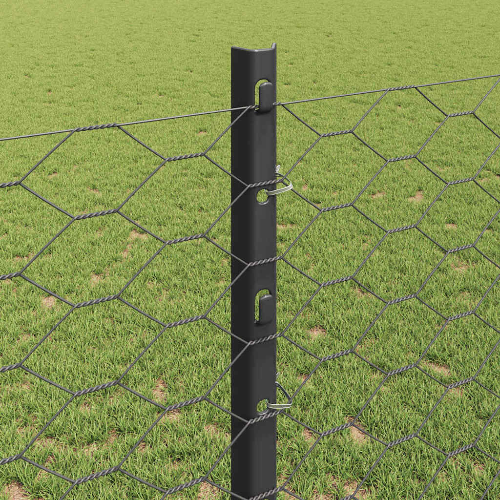 Fence with Posts Grey 1.2 x 10 m Steel