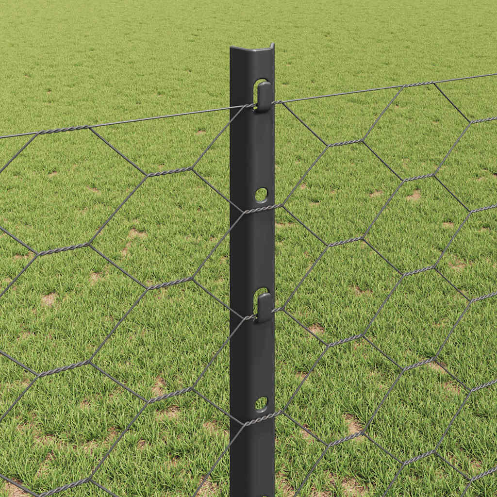 Fence with Posts Grey 1.2 x 10 m Steel