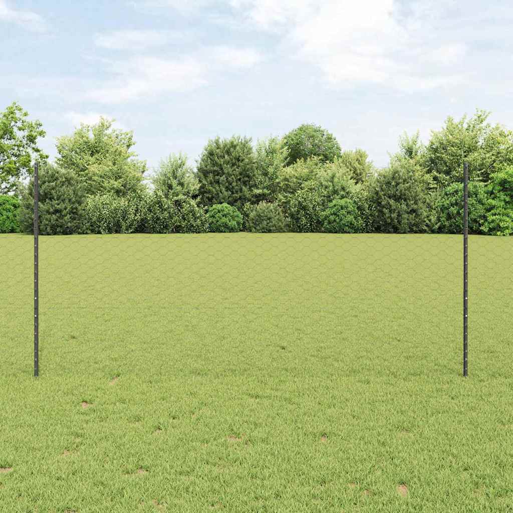 Fence with Posts Grey 1.2 x 10 m Steel