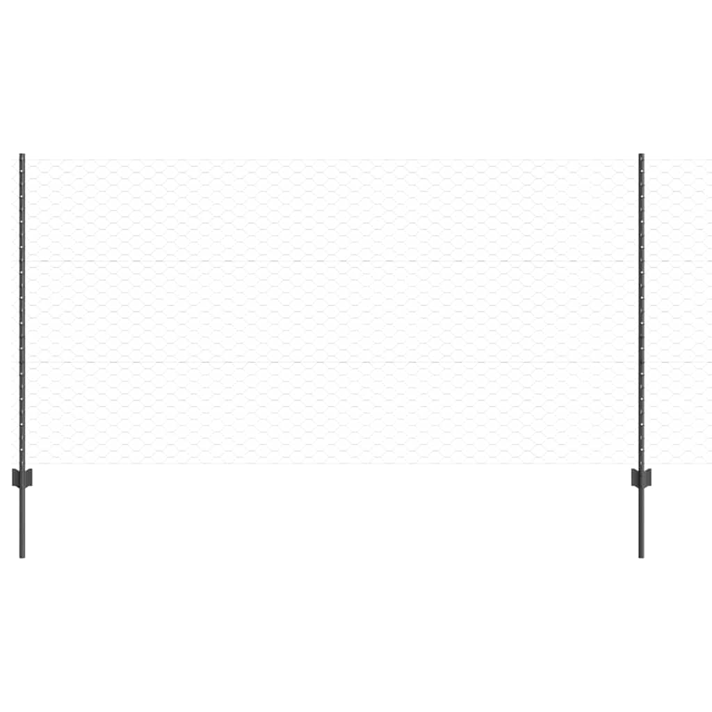 Fence with Posts Grey 1.2 x 10 m Steel