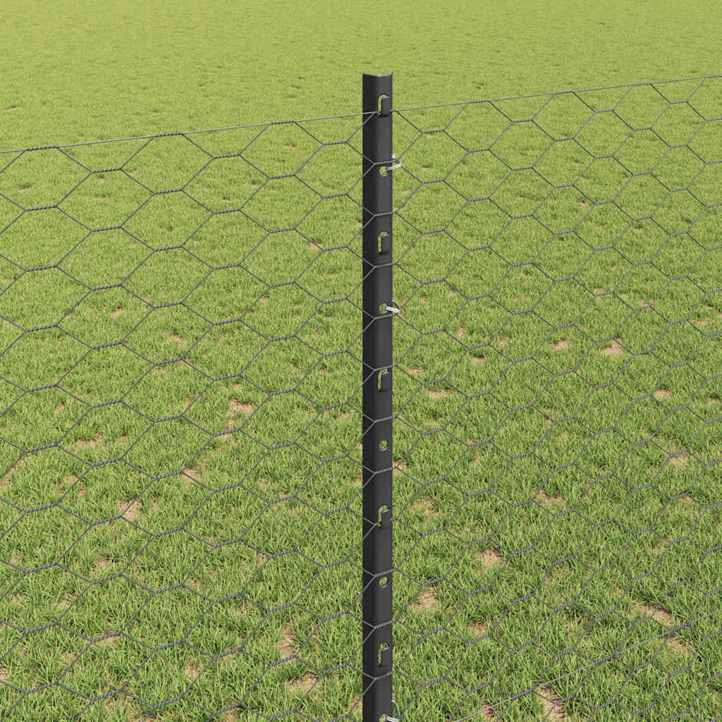 Fence with Posts Grey 1.4 x 10 m Steel