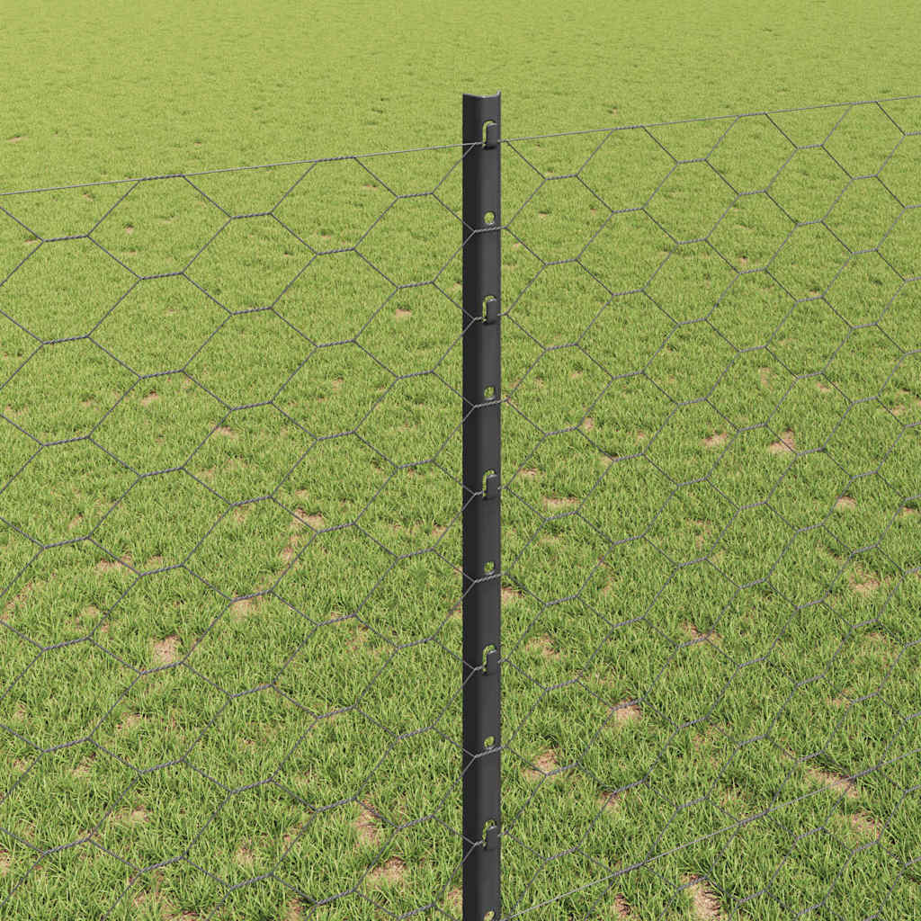 Fence with Posts Grey 1.4 x 10 m Steel