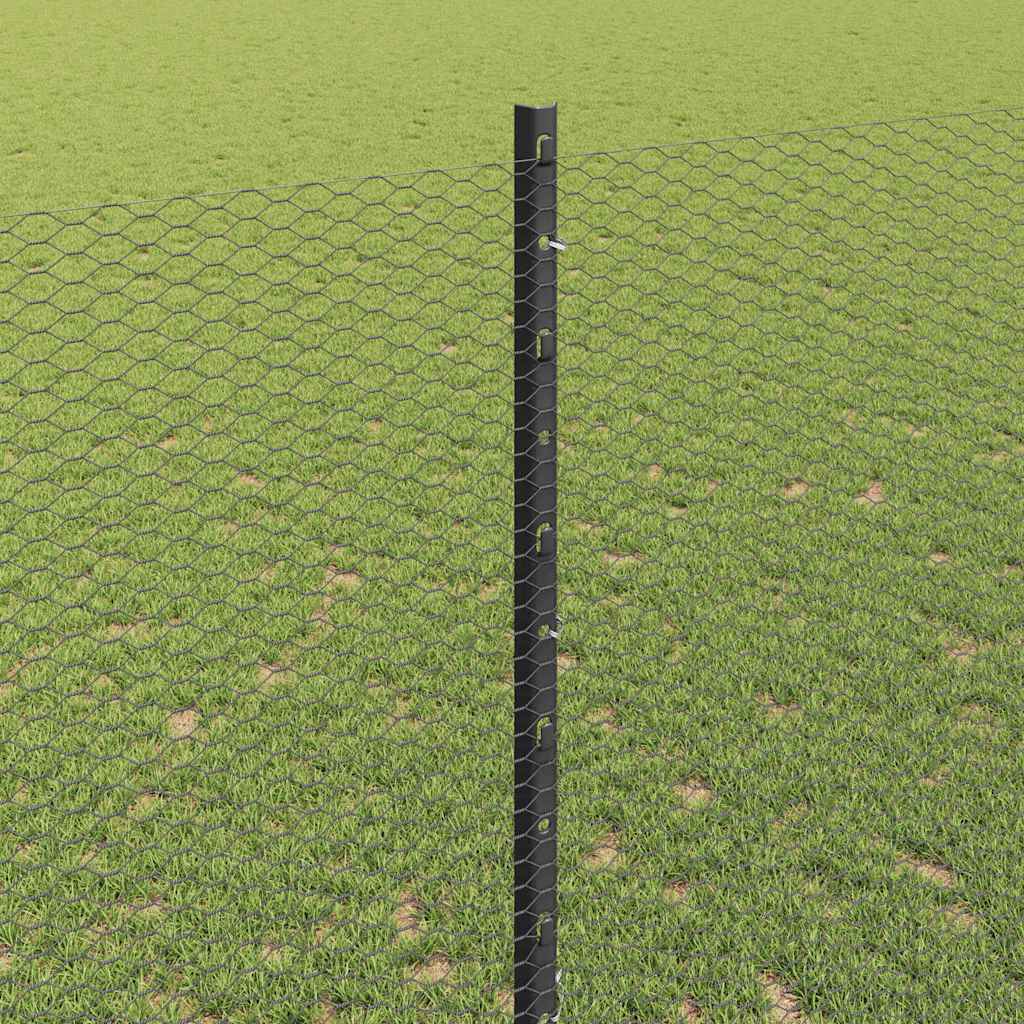 Fence with Posts Grey 1.4 x 25 m Steel