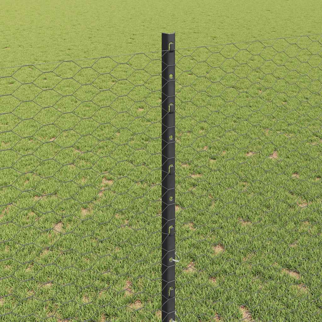 Fence with Posts Grey 1.4 x 25 m Steel