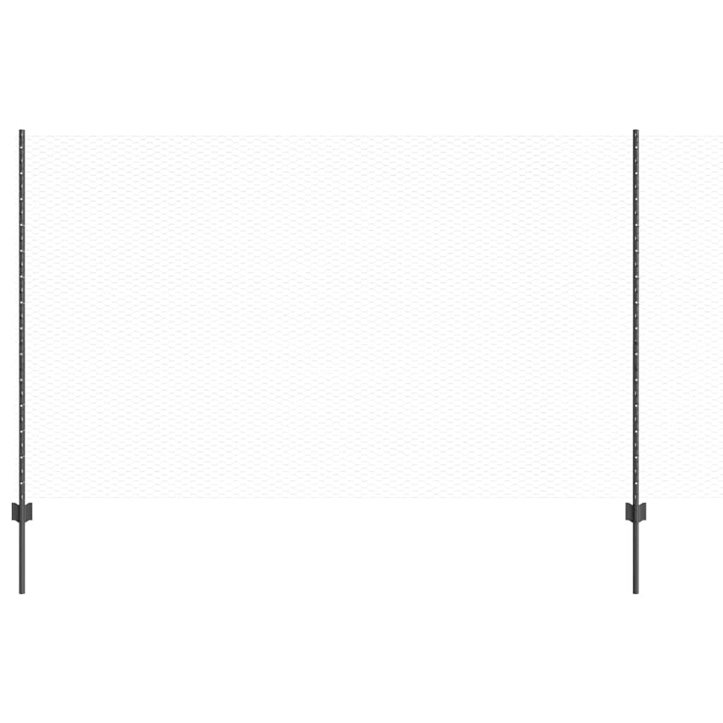 Fence with Posts Grey 1.4 x 25 m Steel