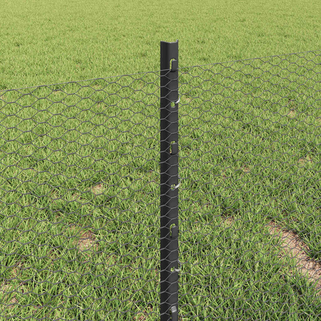 Fence with Posts Grey 0.4 x 50 m Steel