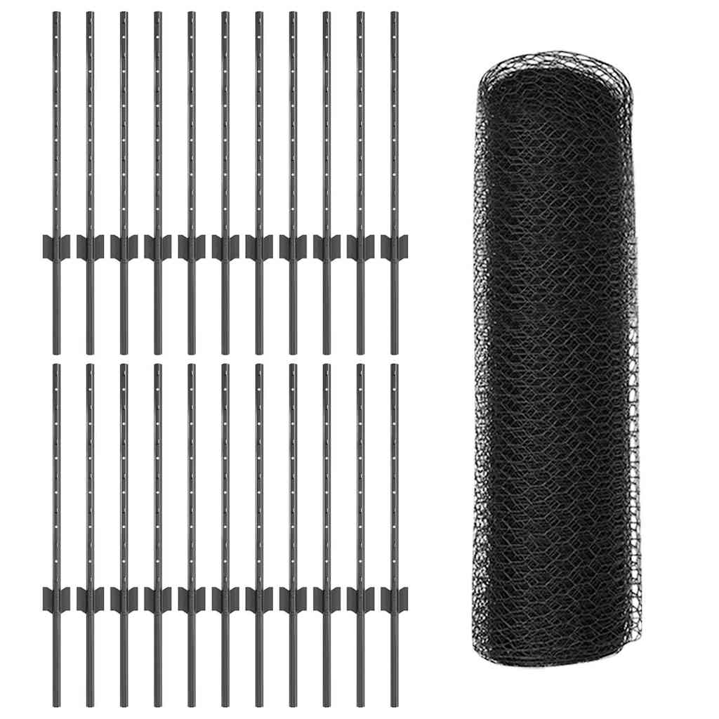 Fence with Posts Grey 0.6 x 50 m Steel