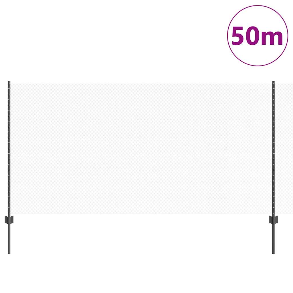 Fence with Posts Grey 1.2 x 50 m Steel