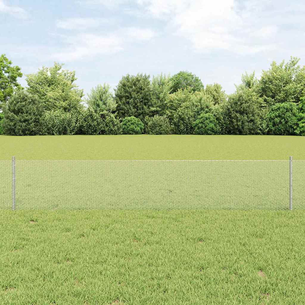 Fence with Posts Silver 0.4 x 10 m Steel