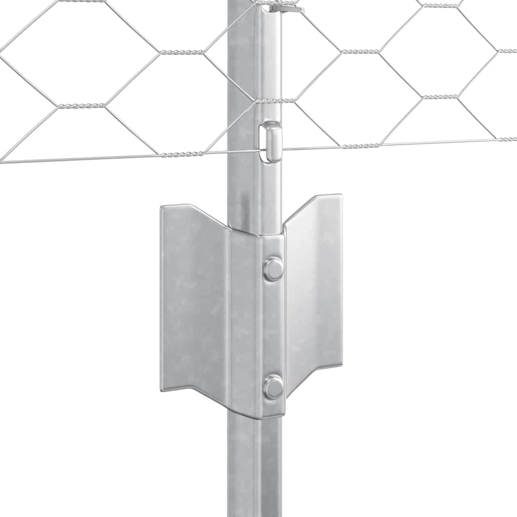 Fence with Posts Silver 0.4 x 10 m Steel