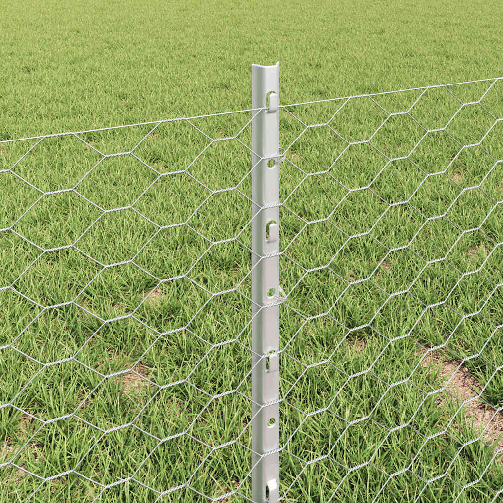 Fence with Posts Silver 0.4 x 10 m Steel