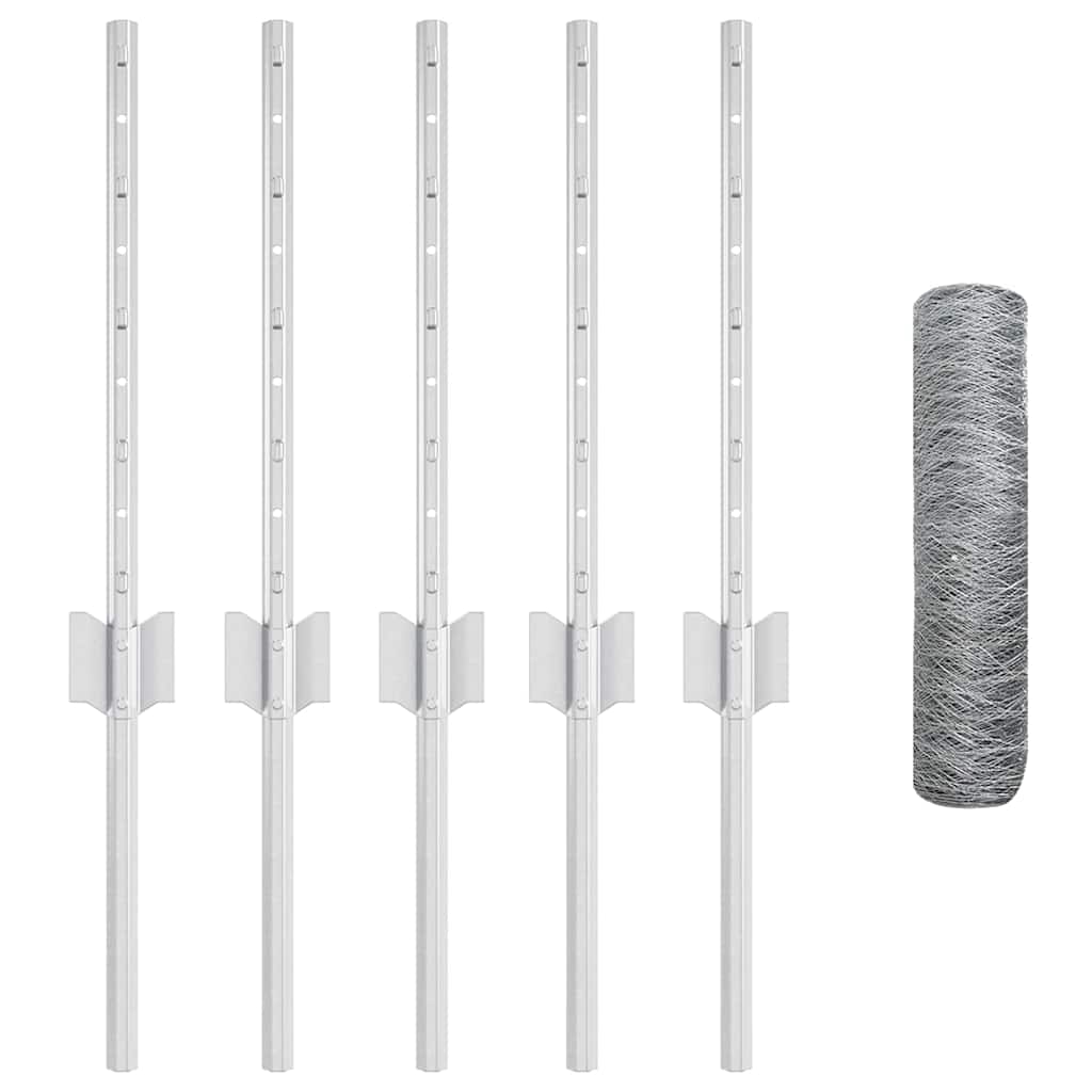 Fence with Posts Silver 0.4 x 10 m Steel