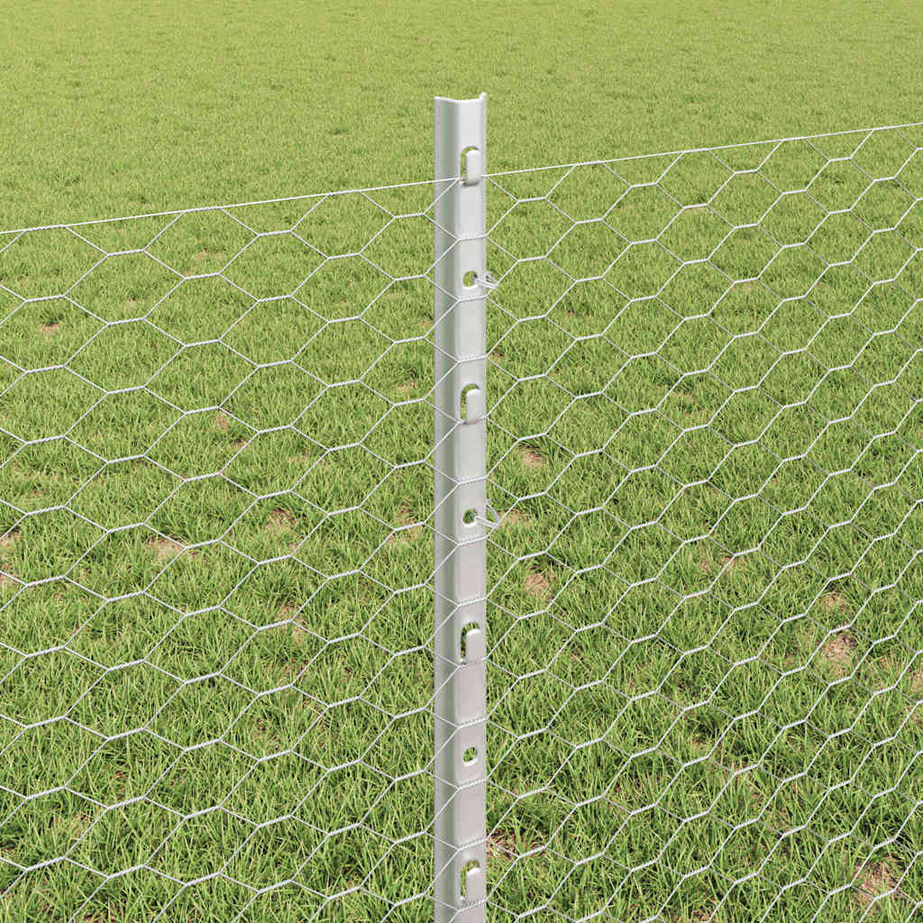 Fence with Posts Silver 0.8 x 10 m Steel