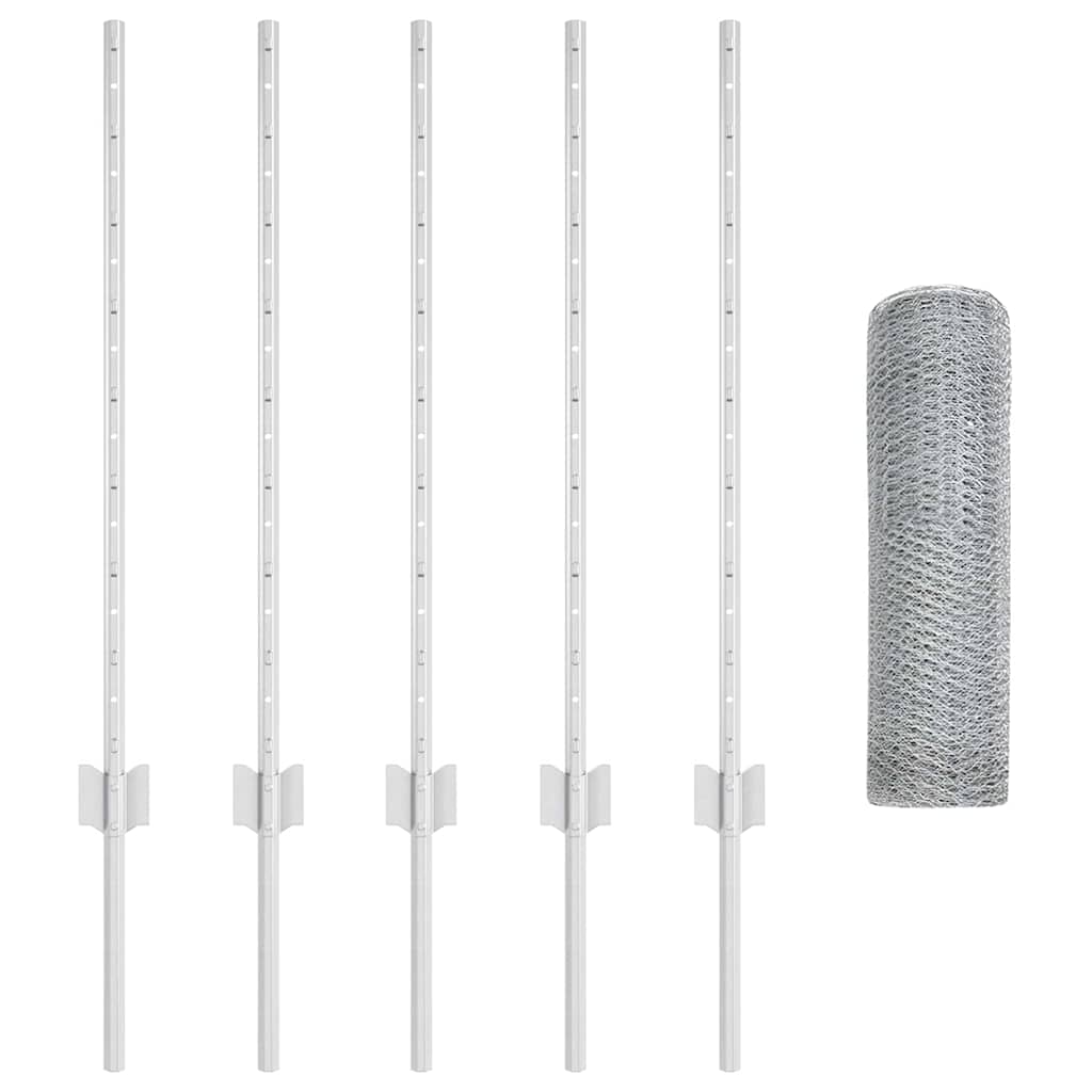 Fence with Posts Silver 0.8 x 10 m Steel