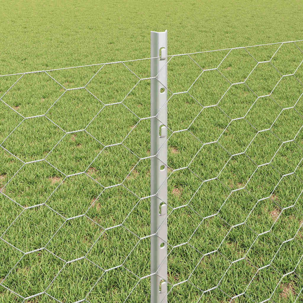 Fence with Posts Silver 0.8 x 10 m Steel