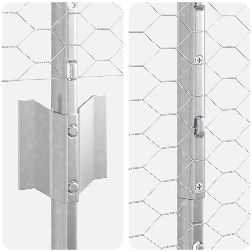 Fence with Posts Silver 1 x 10 m Steel