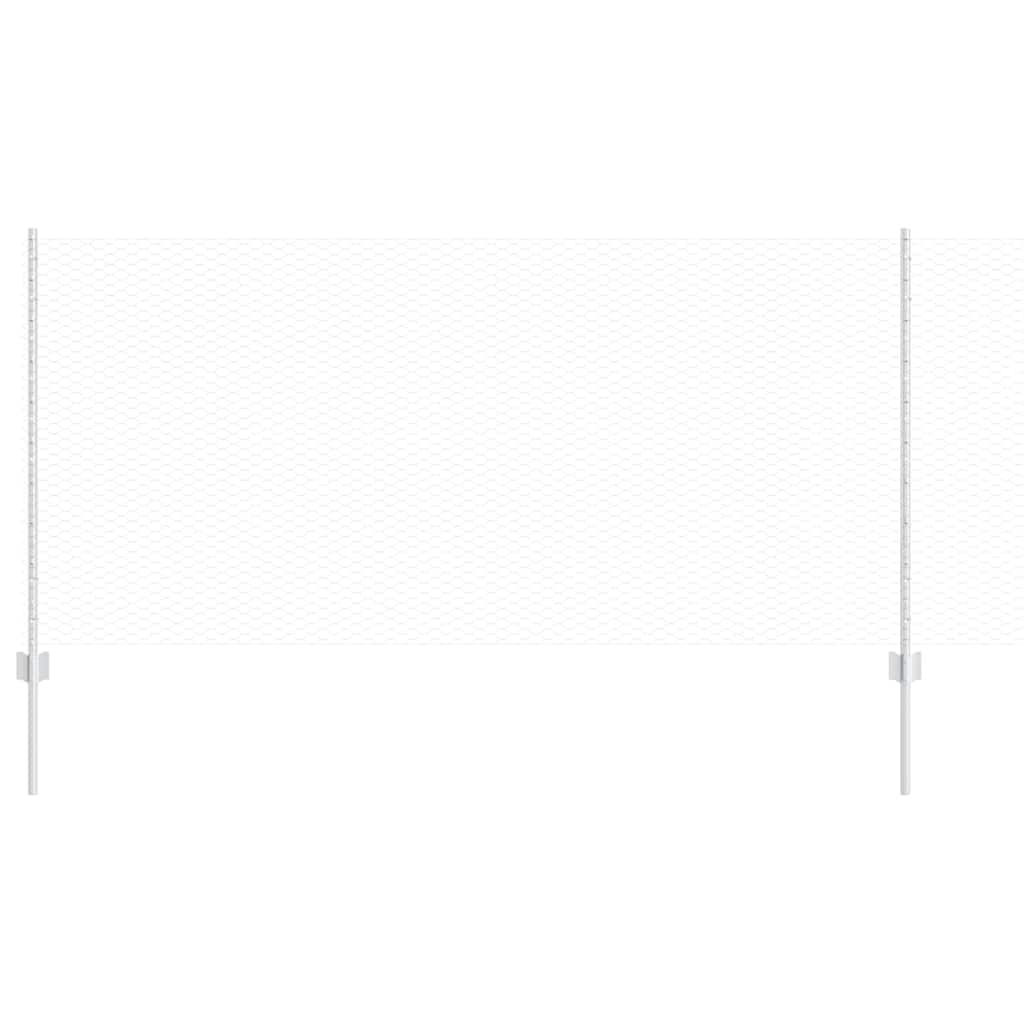 Fence with Posts Silver 1 x 10 m Steel