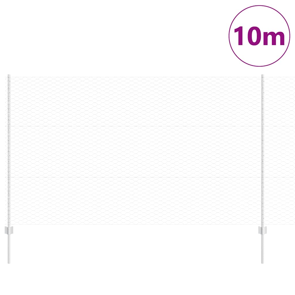 Fence with Posts Silver 1.4 x 10 m Steel