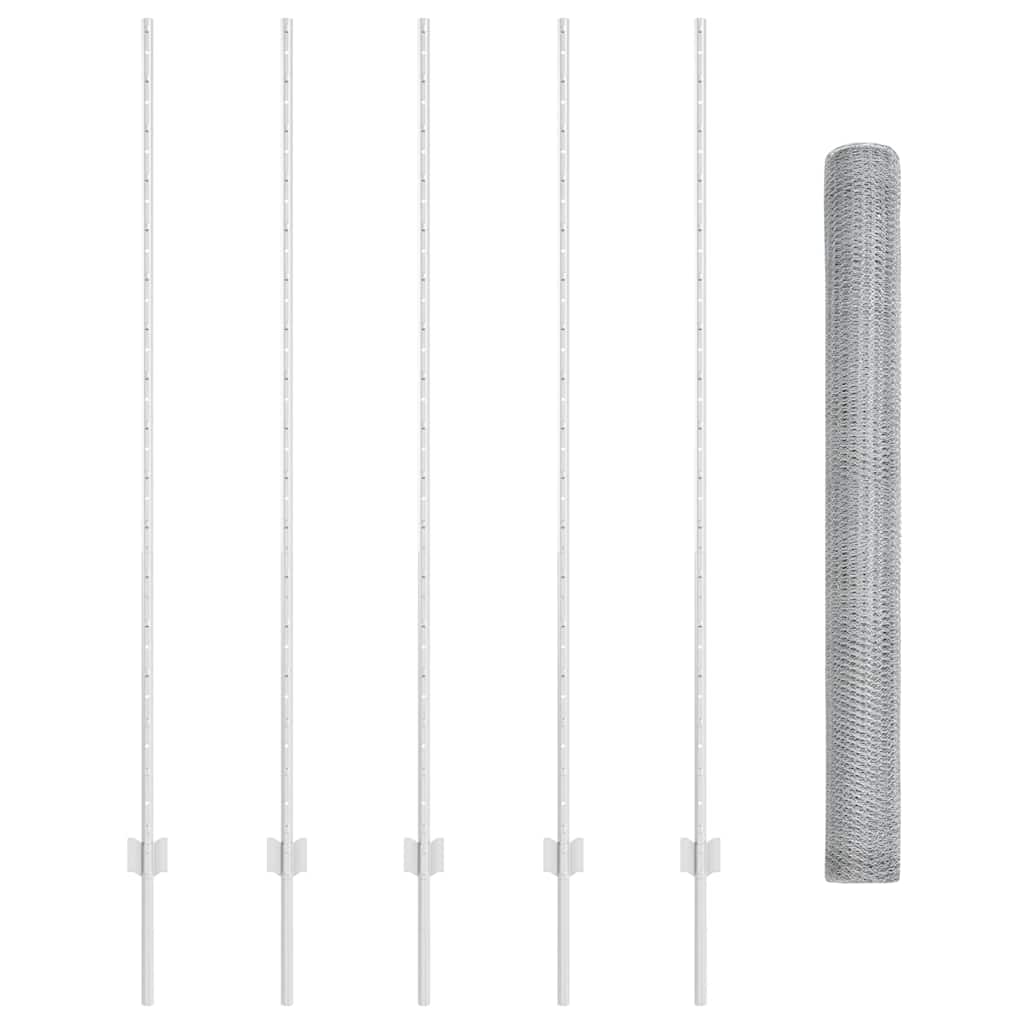 Fence with Posts Silver 1.6 x 10 m Steel