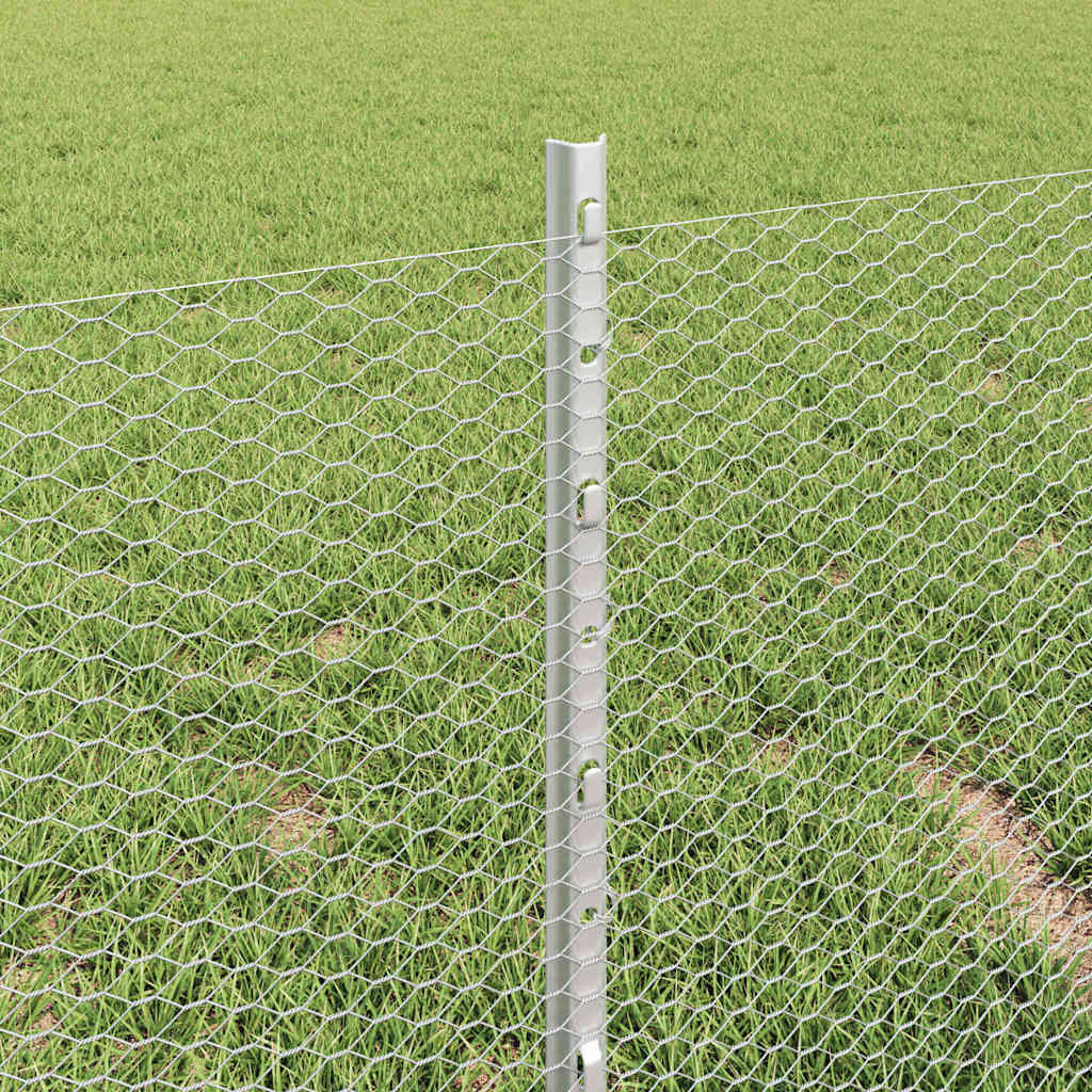 Fence with Posts Silver 0.4 x 25 m Steel