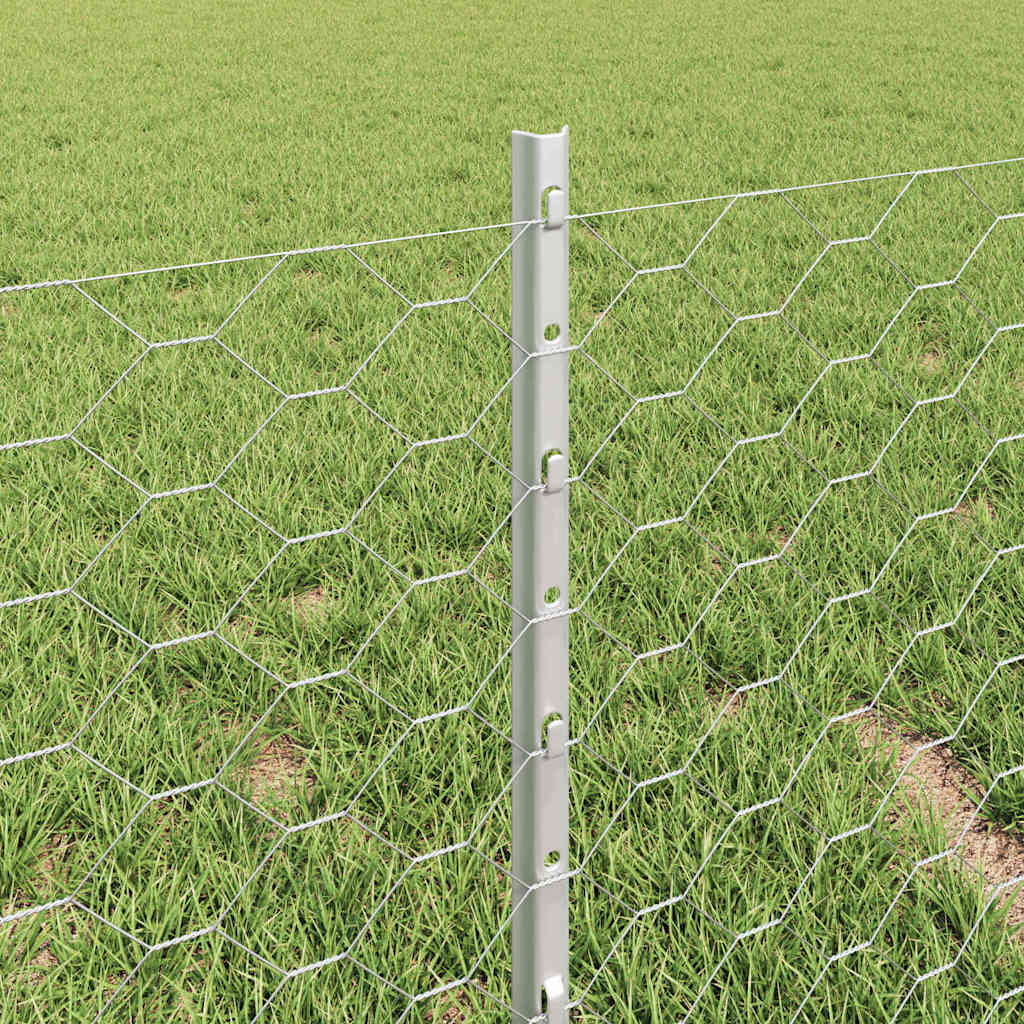 Fence with Posts Silver 0.4 x 25 m Steel