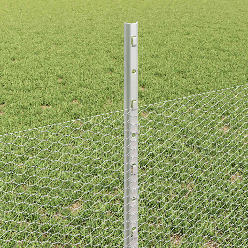 Fence with Posts Silver 0.5 x 25 m Steel